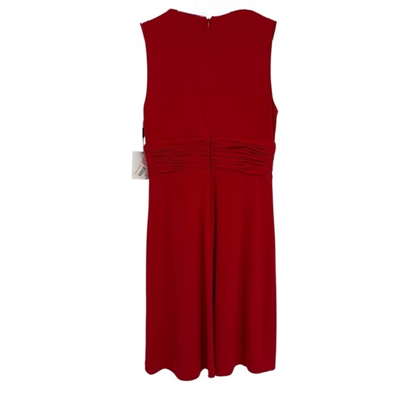Calvin Klein NWT Dress Women Size 4 Red Sleeveless Ruched Front A-line Stretch - Picture 2 of 10